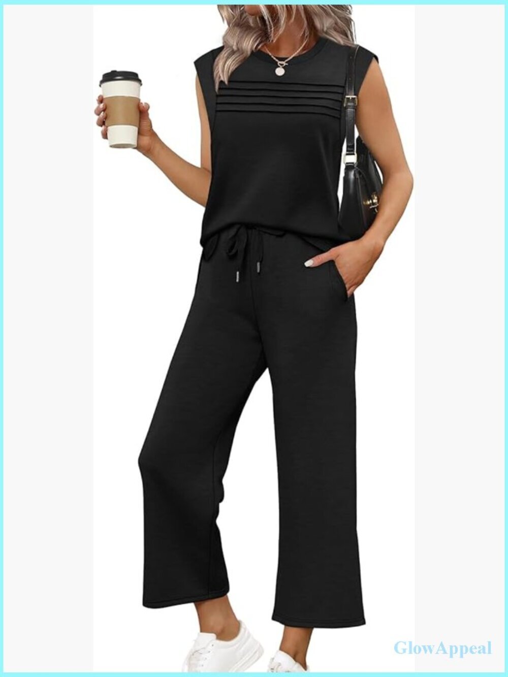 Two Piece Lounge Set Cap Sleeve Wide Leg Pants Travel Outfit S-3XL